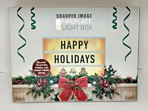 SHARPER IMAGE Holiday FIREPLACE LED LIGHT BOX Make your own custom messages - Picture 1 of 5