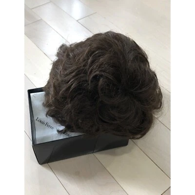 Peruca vintage Louis Ferre marrom escuro cabelo curto encaracolado - Imagem 1 de 4