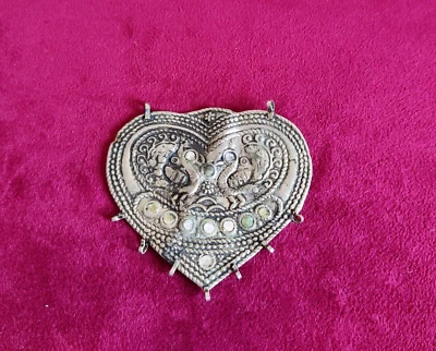 Joias antigas amuleto de prata pingente tribal antigo pavão mitológico pássaros SI12 - Imagem 1 de 4