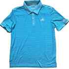 Adidas Climachill Golf Polo Shirt Men?S Large Aqua Blue Striped Logo On Sleeve