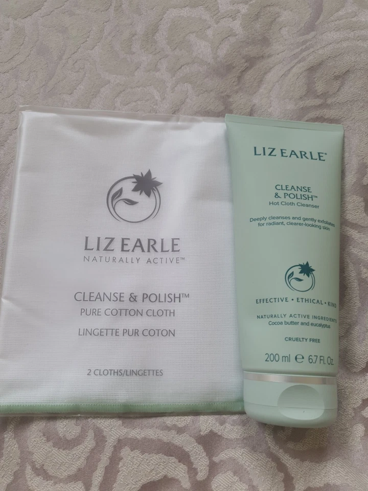 Liz Earle Cleanse And Polish Hot Cloth Cleanser With 2 Cotton Cloths 200ml New
