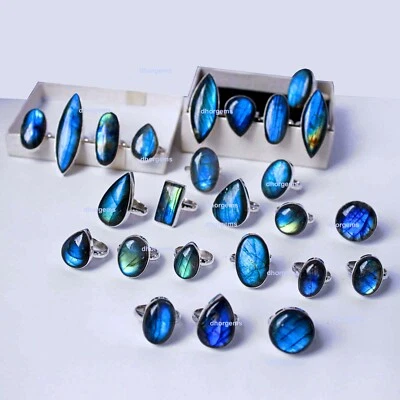 150 un. anillos ajustables chapados en plata 92.5 anillos de piedras preciosas al por mayor Foto 1 de 4