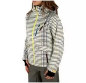 Descente DNA Ski Snowboard White Striped Hooded Jacket Women 14 @krack - Picture 1 of 16