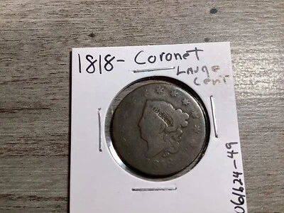 1819 Coronet Liberty Head Large Cent 206 Year Old US Copper Coin 061624 48 - Image 1 of 4