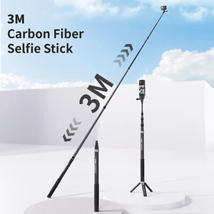 3m Selfie Stick for DJI Action 4/3/2/Insta360 X2/X3/X4 /Ace/Ace Pro/GO 3 Camera - Picture 1 of 14