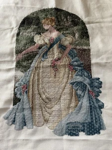 Completed Lavender & Lace Cross Stitch Queen Anne’s Lace Victorian Lady - Picture 1 of 13