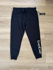 Bebe Sport Womens Pants Black Logo Joggers Sweatpants Size XL NWT - Picture 1 of 9