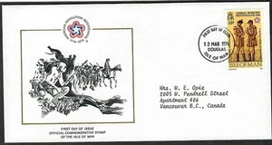 USA 1976 American Revolution Bicentennial 1776-1976 Official FDC of Isle of Man - Picture 1 of 2