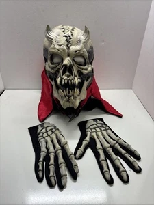 Vintage 1986 Be Something Studios Devil Fang/Horn Mask Plus Skeleton Gloves - Picture 1 of 12
