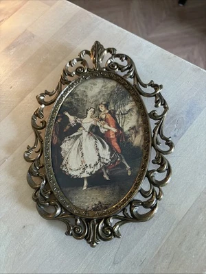 Marco antiguo de latón estilo barroco cuadro Italia mujer victoriana colgante de pared Foto 1 de 4