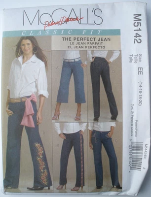 McCall's Pattern 5142 Misses PERFECT JEAN CLASSIC FIT  / Cropped, Sz 14-20 Uncut - Image 1 of 2