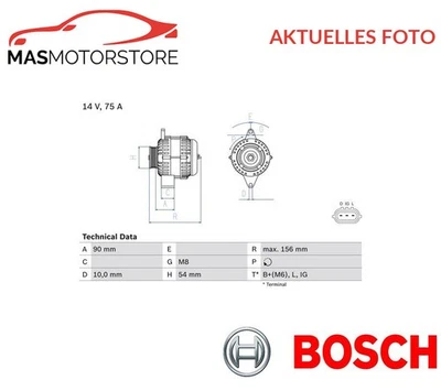 LICHTMASCHINE GENERATOR BOSCH 0 986 081 950 A FÜR SUZUKI SWIFT III,WAGON R+ - Image 1 of 4