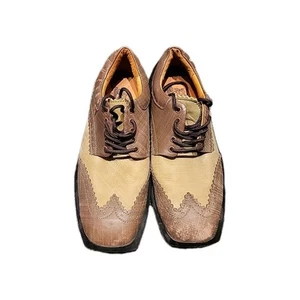 JOHN FLUEVOG Charles Future Angel Brogue Oxford Square Toe Mens Size 10 - Picture 1 of 8