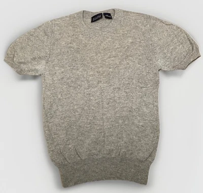 Vtg Hillard & Hanson 100% Cashmere Sweater Short Puff Sleeve Top XS Gray Ribbed - Image 1 of 3