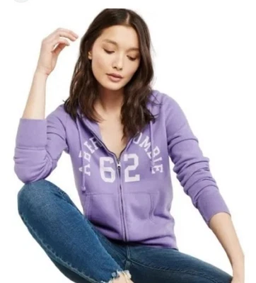 Chaqueta con Capucha Abercrombie & Fitch Cremallera Púrpura XL Y2K Logo Retro De Colección Acogedora Foto 1 de 4
