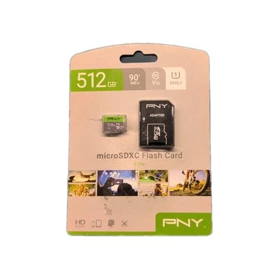 Genuine PNY Elite 512GB MicroSD SDXC Card 100MB/s with SD adapter, UK Seller - Image 1 of 2
