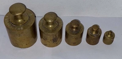 LOT DE POIDS EN LAITON ANCIENS - Photo 1/2