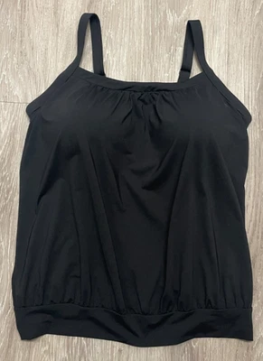Lands' End 14 DDD traje de baño tankini top NEGRO blusa acolchada estante sujetador Foto 1 de 4