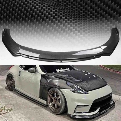 Front Bumper Lip Spoiler Splitter Body Kit Carbon Fiber Style For Nissan 370Z - Image 1 of 4