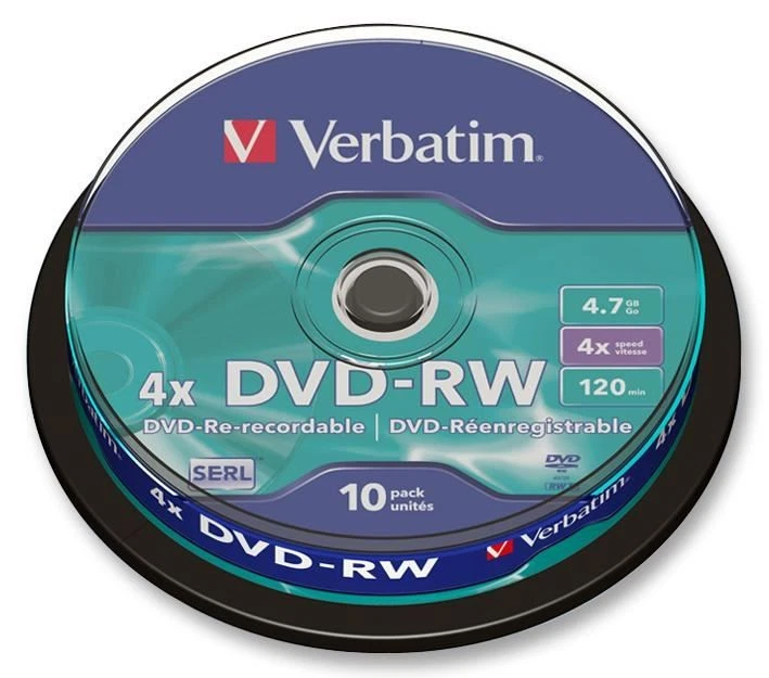 VERBATIM - DVD-RW Kelajuan 4x Matt Perak 10 Keping - Image 1 of 1