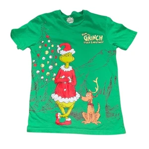 The Grinch Graphic Print Short Sleeve Crew Neck T-Shirt-Green-Small (adult)-GUC - Picture 1 of 5
