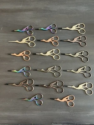 Vintage Lot of 17 Embroidery Sewing Scissors Stork Bird Crane - Image 1 of 4