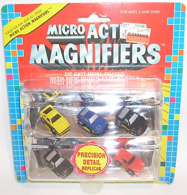 1989 Funrise MICRO ACTION MAGNIFIERS 5 Car Set SEALED New 1.25" d - Image 1 of 2