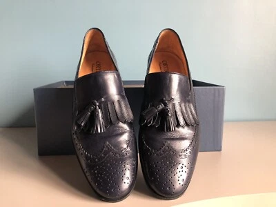 Mocassini Ortigni In Vera Pelle Colore Blu Taglia 40,5 Made In Italy - Immagine 1 di 4