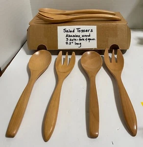 SALAD TOSSERS, AKAMINO WOOD, 3 SETS, 8.5" LONG - Picture 1 of 1