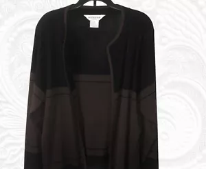 Exclusively Misook 2X Plus Size Black and Brown Cardigan Sweater - Picture 1 of 3