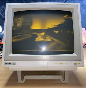 π RARE VINTAGE PHILIPS COMPUTER MONITOR 80 12" AMBER CRT BBC APPLE PROP ππ» - Picture 1 of 19