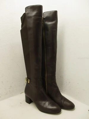 Botas Michael Kors Marrón Cuero y Tela Sobre la Rodilla Cremallera Completa Talla 6.5 M Foto 1 de 4