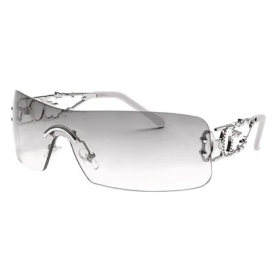​Women's Gradient Silver Tint Rimless Y2k Rectangle Frameless Sunglasses - Image 1 of 4