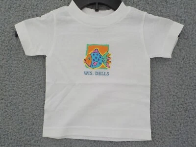 CAMISETA FISH WIS DELLLS NIÑO TALLA 18 MESES BLANCA BRILLANTE SERIGRAFIADA NUEVA SIN ETIQUETAS Foto 1 de 4