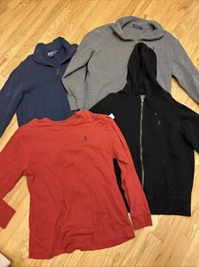 Lot Of 4 Polo Ralph Lauren Heavyweight Full Zip Hoodie 1/4 Zip Sweaters T Shirt - Picture 1 of 6