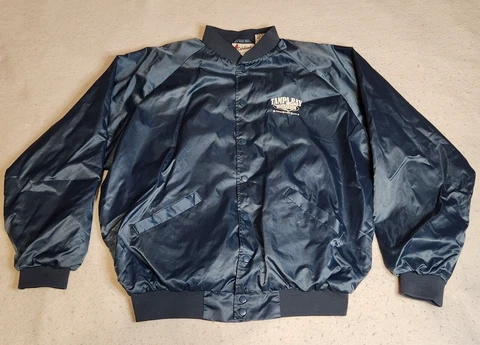 Vintage Tampa Bay Downs Horse Racing Cardinal Mens Windbreaker Jacket Sz XL Blue Cover