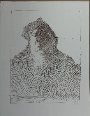 Print Grafik Lithografie Horst Janssen Selbstbildnis Griffelkunst  Signiert - Bild 1 von 4