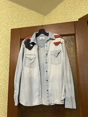 DENIM&SUPPLY RALPH LAUREN WOMAN DENIM SHIRT USA FLAG VINTAGE SIZE L - Image 1 of 4