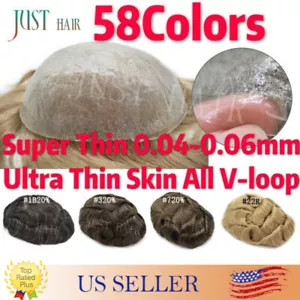 Invisible Mens Hair Replacement Ultra Thin Skin Toupee Poly Hairpiece PU Systems - Picture 1 of 90