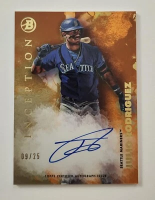 Julio Rodriguez Autograph 2021 Bowman Inception Orange Foil AUTO RC #d 9/25 - Image 1 of 2