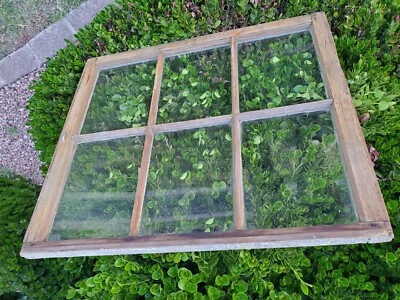 Vintage Salvage Wood Window Beautiful Decor Six Pane Sash 34 Inches Wide X 28 in - Imagem 1 de 4