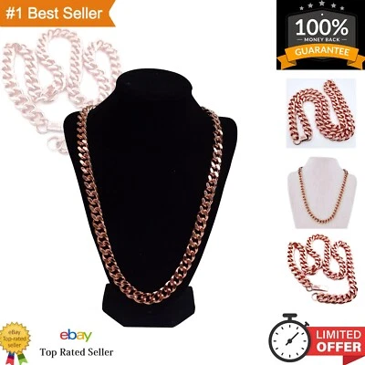 Unisex 24" Pure Copper Cuban Link Necklace - Heavy Solid Statement Jewelry - Image 1 of 4