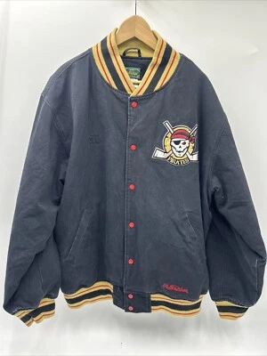JAQUETA STALL & DEAN VARSITY Y2K masculina 2XL ALGODÃO ACABAMENTO DOURADO PRETO - PIRATAS - Imagem 1 de 4
