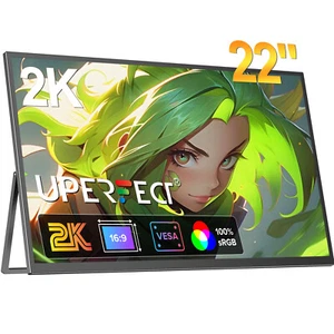 UPERFECT 22 Zoll 2K Tragbarer Monitor 2560*1440 Typ C HDMI Screen Gaming Display - Afbeelding 1 van 10
