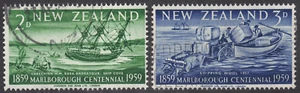 1959 New Zealand SC# 327-328 - "Endeavour" at Ship Cove - 2 Different - Used -1 - Picture 1 of 2