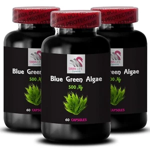 Píldoras de algas espirulina - ALGAS VERDES AZULES - Mezcla de bienestar de algas 3 botellas 180 cápsulas - Imagen 1 de 7