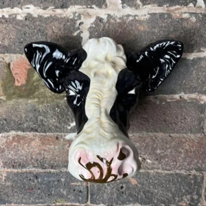 Rustic Ceramic Cow Head Wall Feature - Hanging Farmhouse Ornament - Picture 1 of 8
