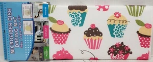Kitchen Microfiber Dish Drying Mat (approx.16" x 19") COLORFUL CUPCAKES - Picture 1 of 9