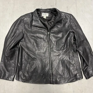 Ladies MIXIT Genuine Lambskin Black Leather XL Jacket - Picture 1 of 6