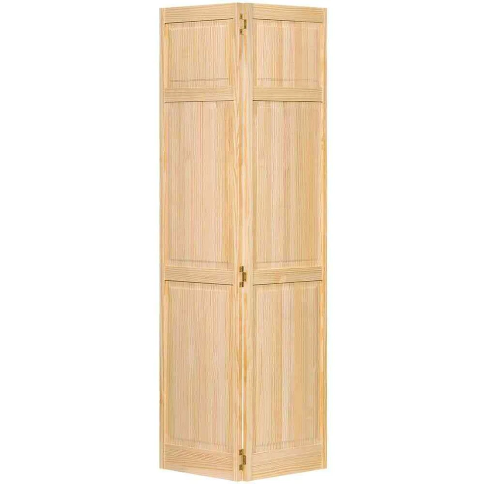 Wood Interior Closet Bi Fold Door Unfinished Vertical Grain 6 Panel Solid Core